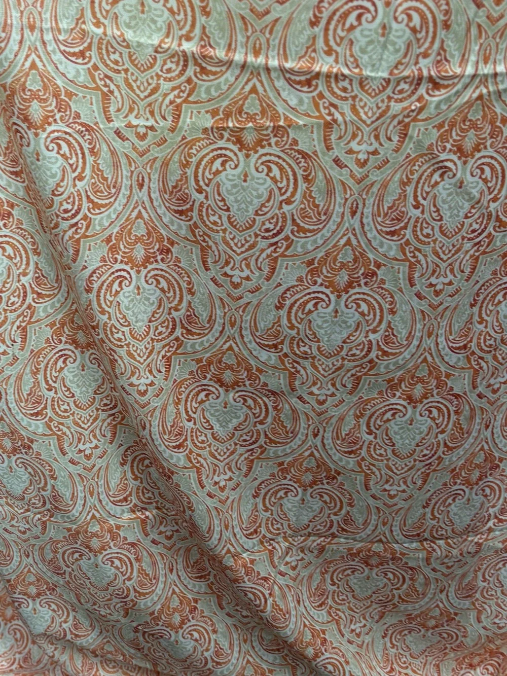 Cynthia Rowley Orange and Cream Printed Fabric Table Cloth Boho Paisley